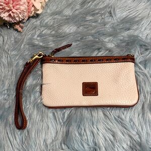 Dooney & Burke White Pebbled Leather Wristlet